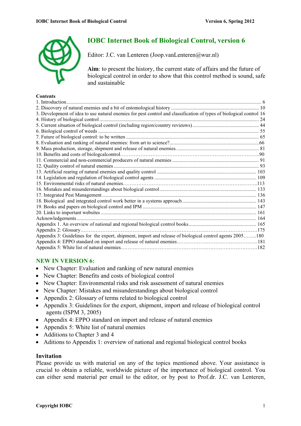 IOBC Internet Book of Biological Control, Version 6