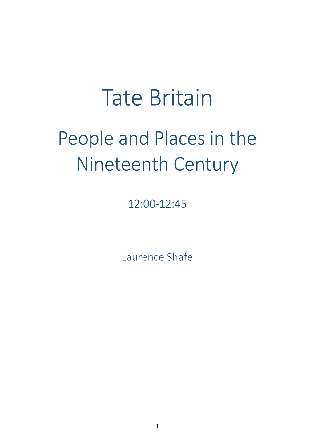 People and Places in the Nineteenth Century