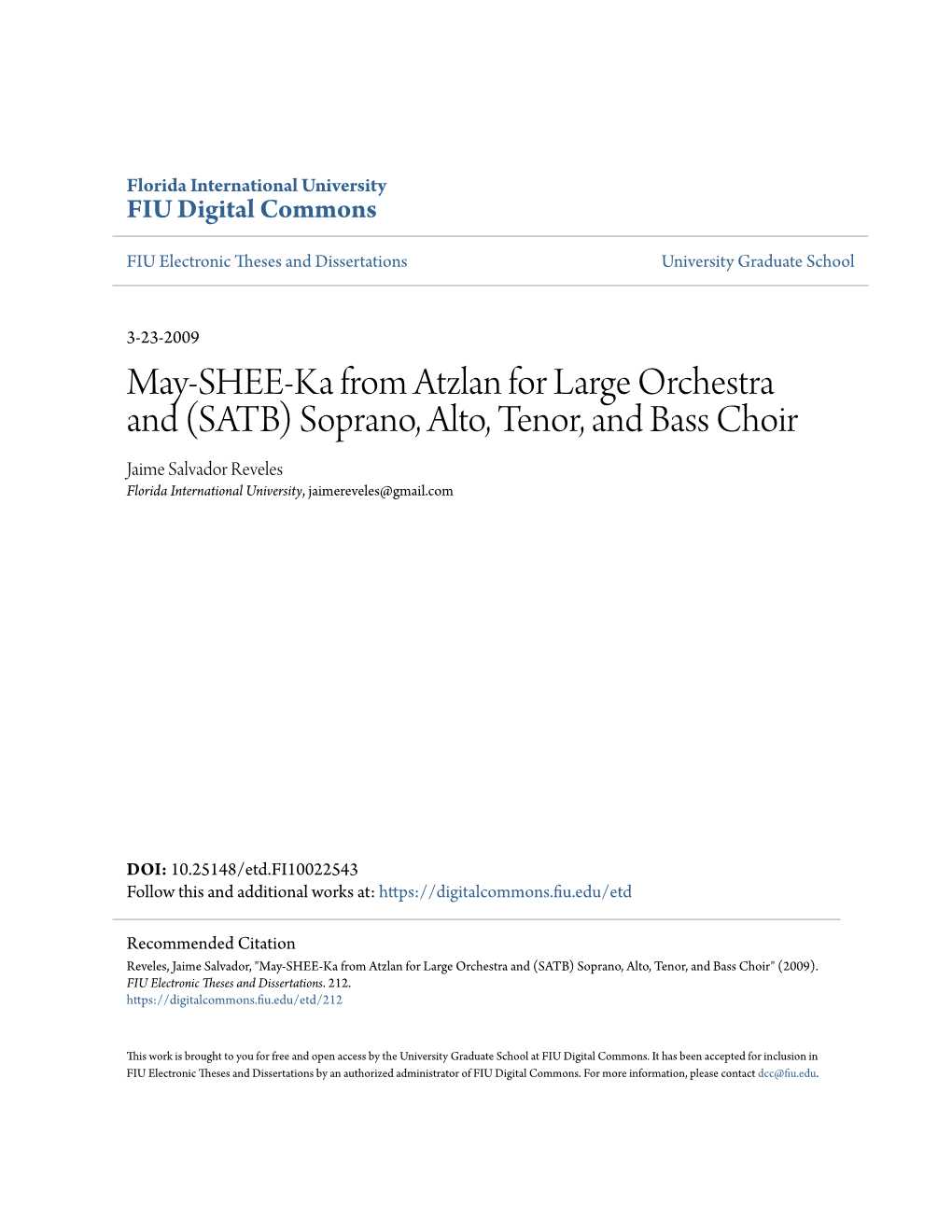 May-SHEE-Ka from Atzlan for Large Orchestra and (SATB) Soprano