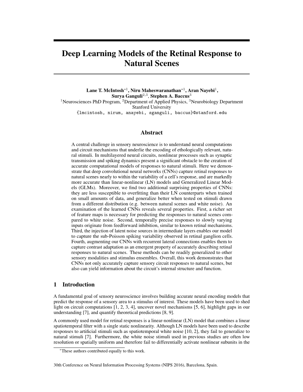 Deep Learning Models of the Retinal Response to Natural Scenes