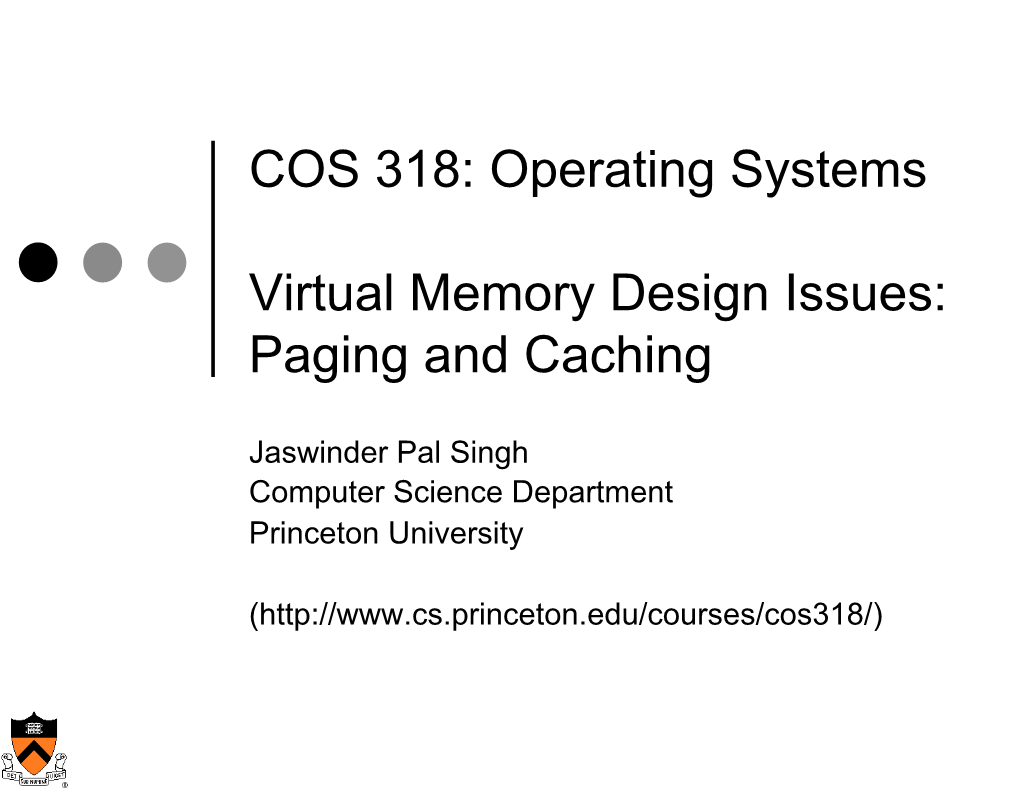Virtual Memory Paging and Caching