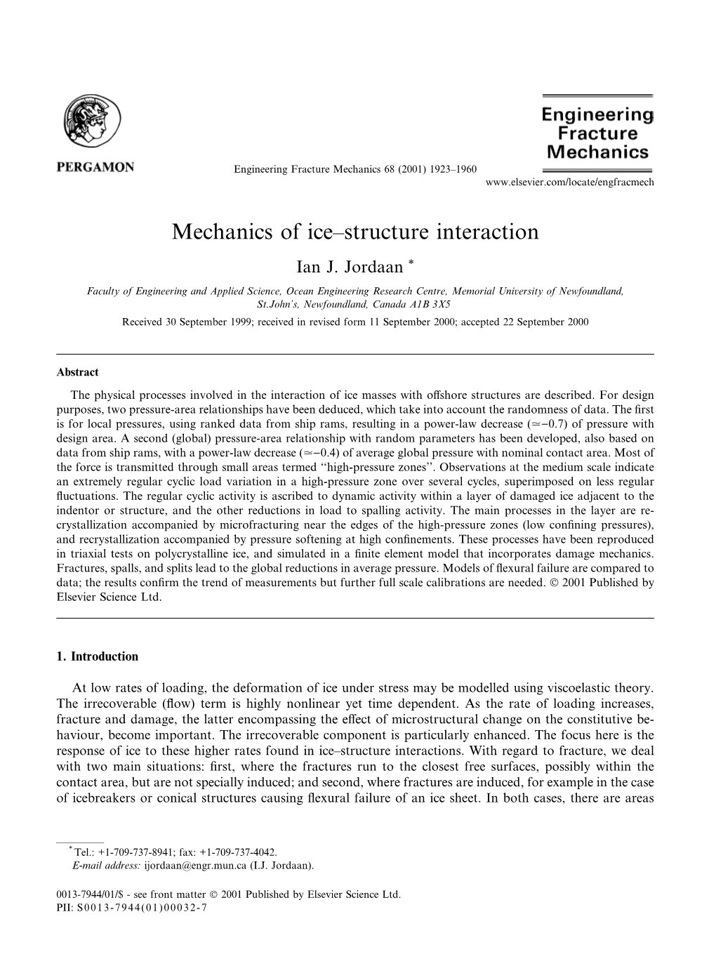 Mechanics of Ice±Structure Interaction