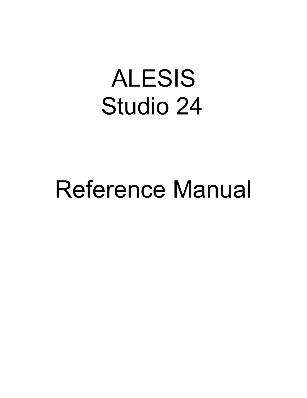 ALESIS Studio 24 Reference Manual