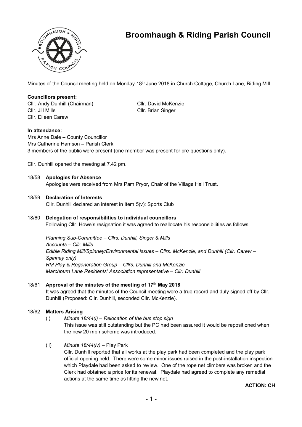 Broomhaugh & Riding Parish Council