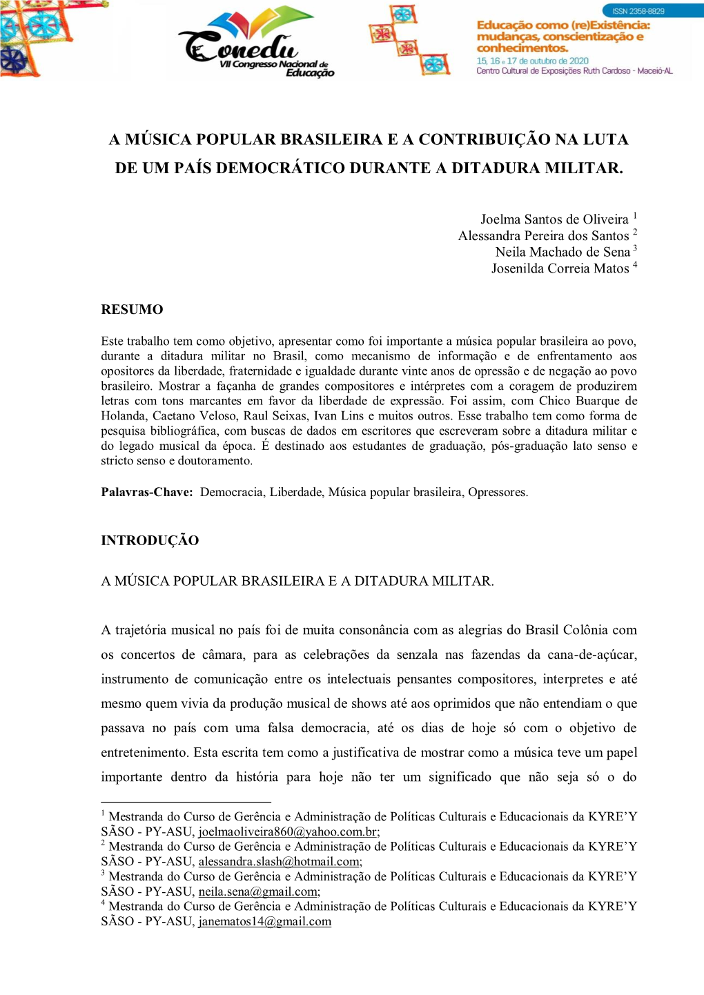 A Música Popular Brasileira E a Contribuição Na Luta De Um País Democrático Durante a Ditadura Militar