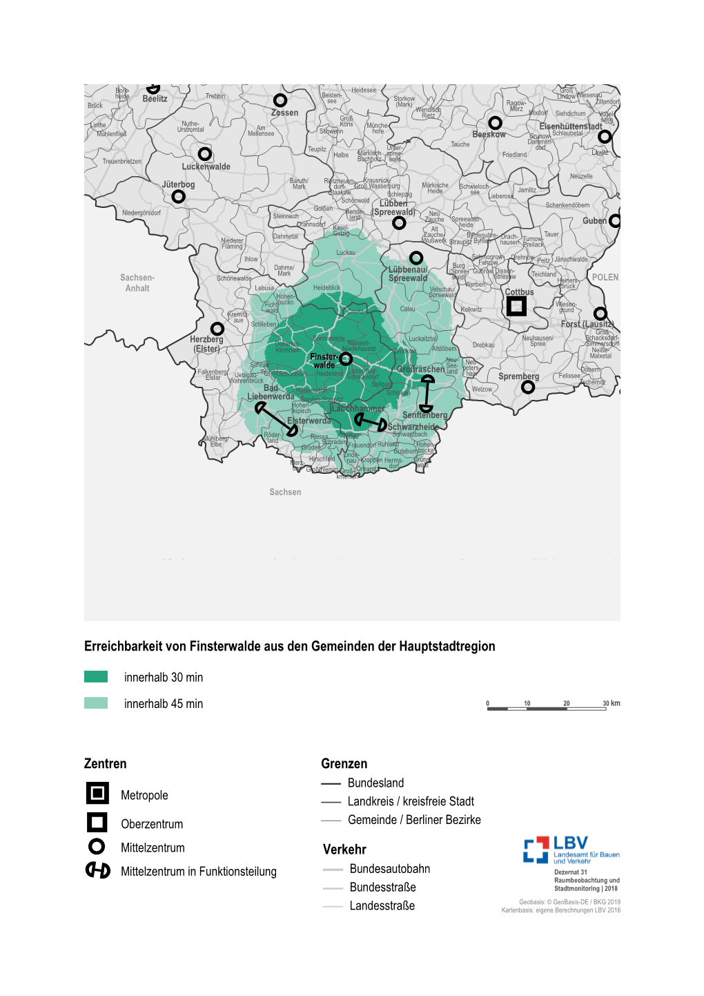 Detailkarte Erreichbarkeit Finsterwalde