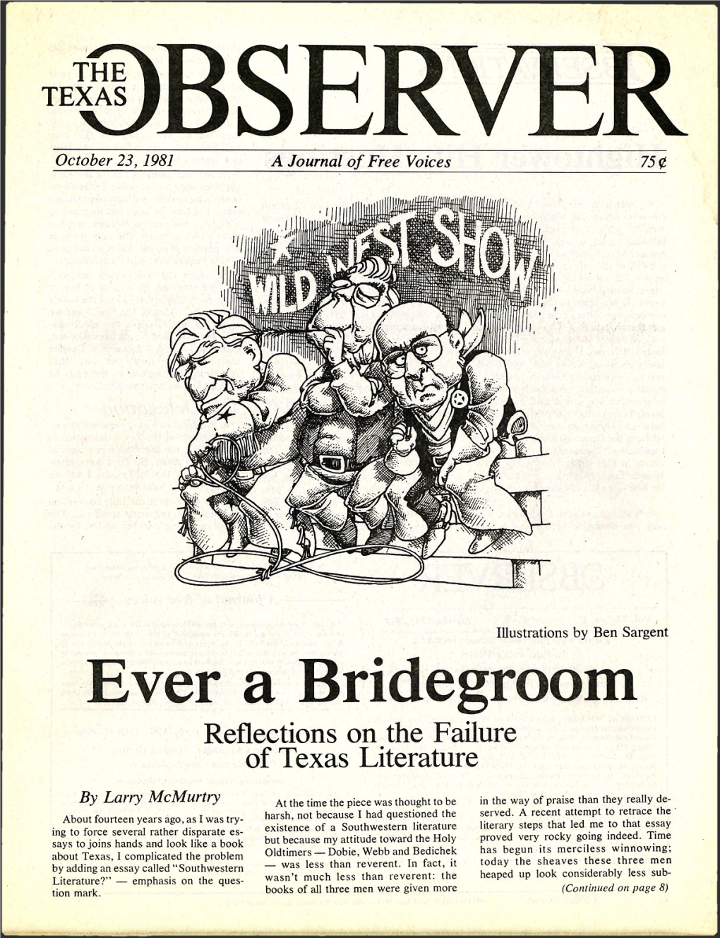 Ever a Bridegroom Reflections on the Failure of Texas Literature