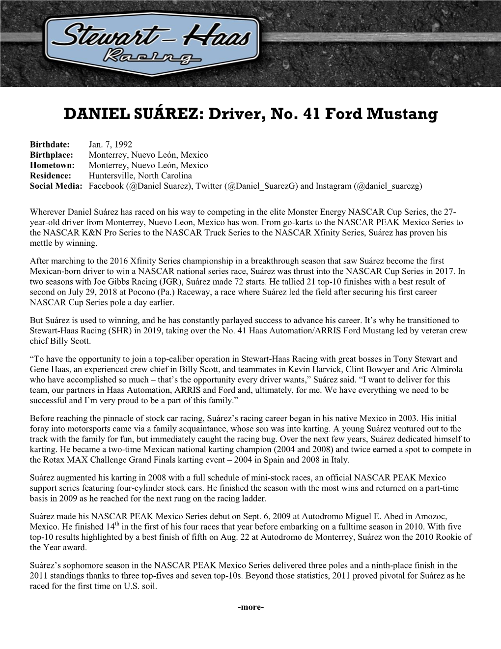 DANIEL SUÁREZ: Driver, No