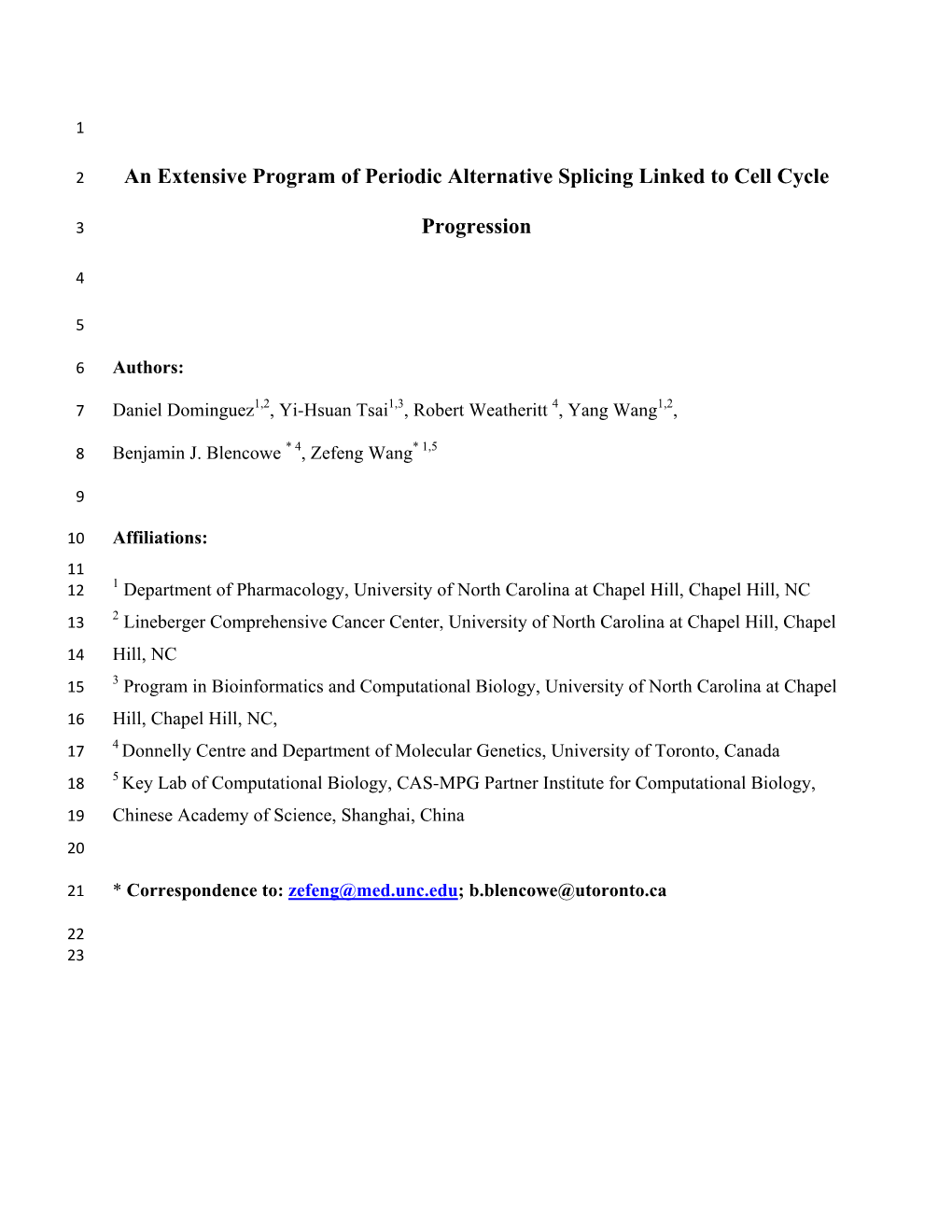 An Extensive Program of Periodic Alternative Splicing Linked to Cell Cycle