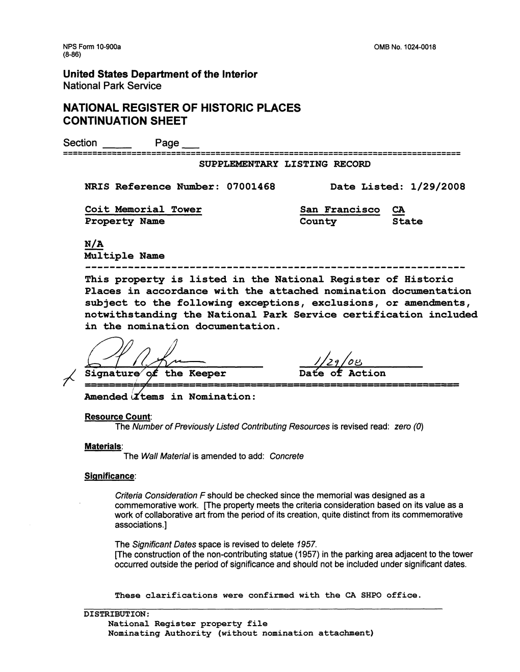 National Register of Historic Places Continuation Sheet