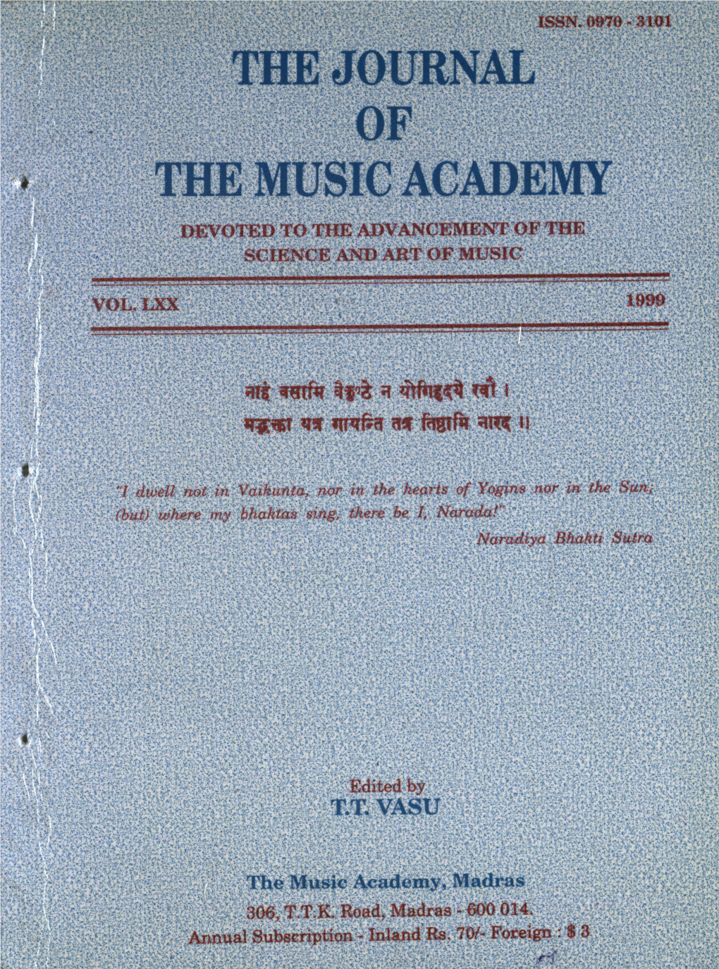 The Journal of the Music Academy Devoted to the Advancement of the Science and Art of Music