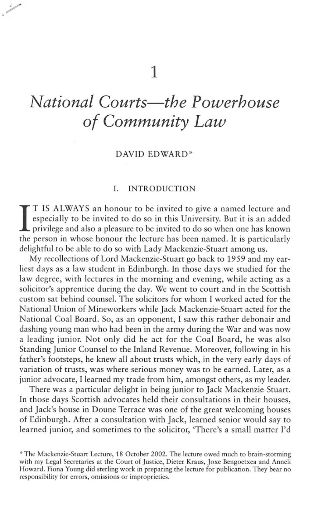 National Courts-The Powerhouse of Community Law