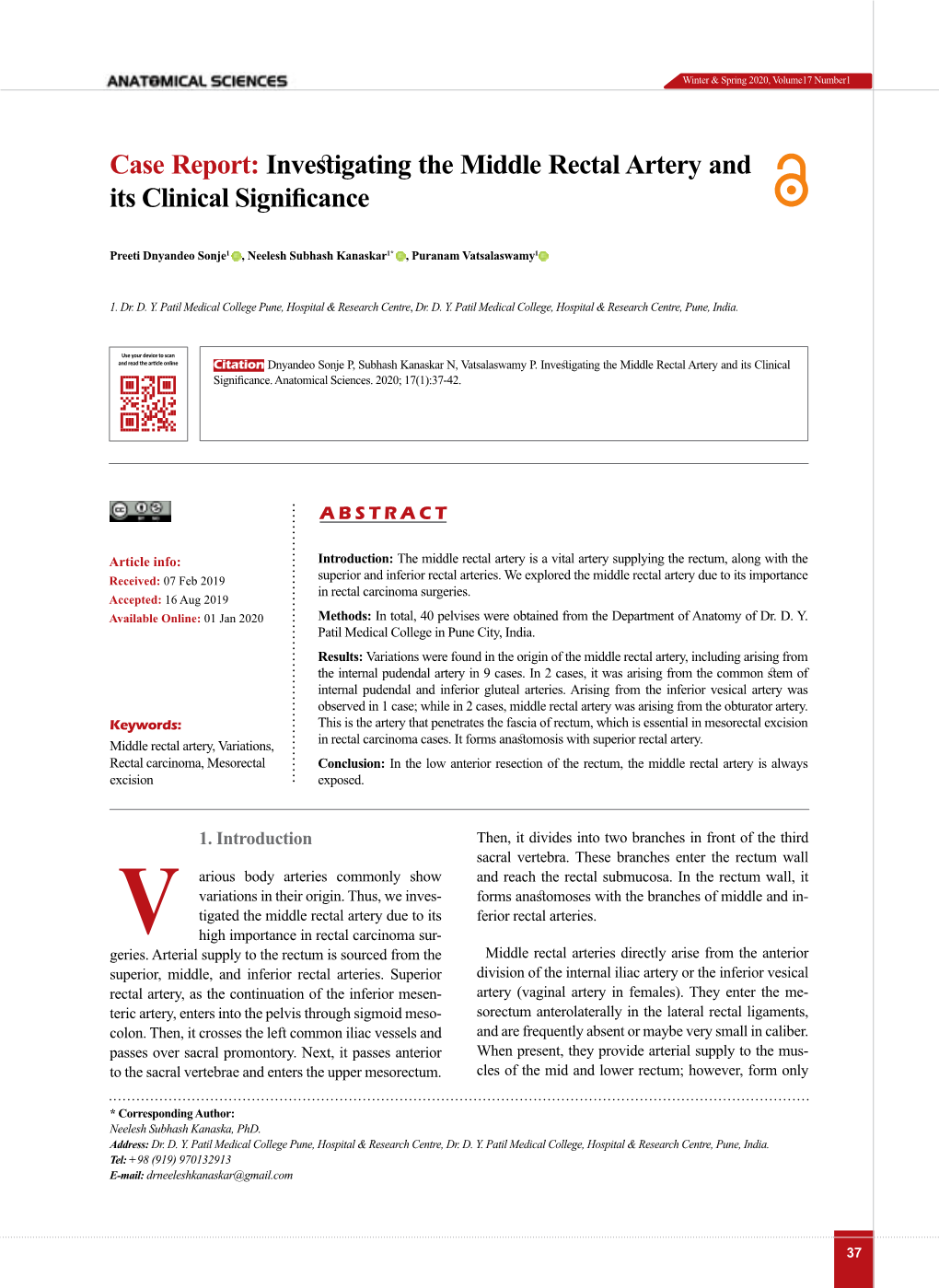 Investigating the Middle Rectal Artery and Its Clinical Significance