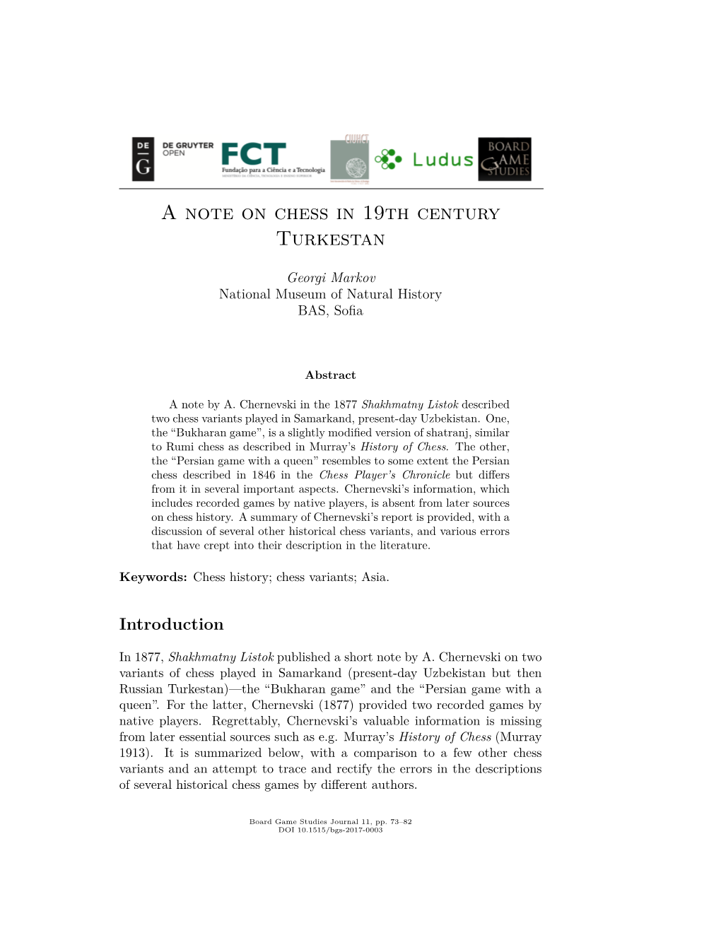 A Note on Chess in 19Th Century Turkestan