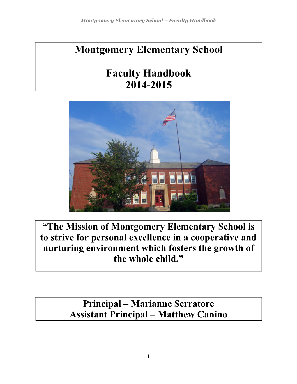 Montgomery Elementary School Faculty Handbook