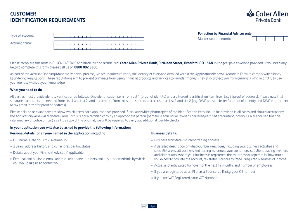 Customer Identification Requirements