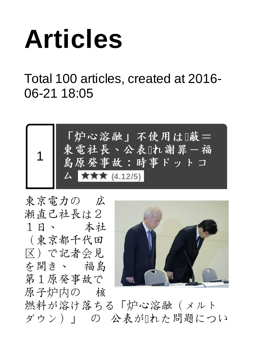 Total 100 Articles, Created at 2016- 06-21 18:05 1