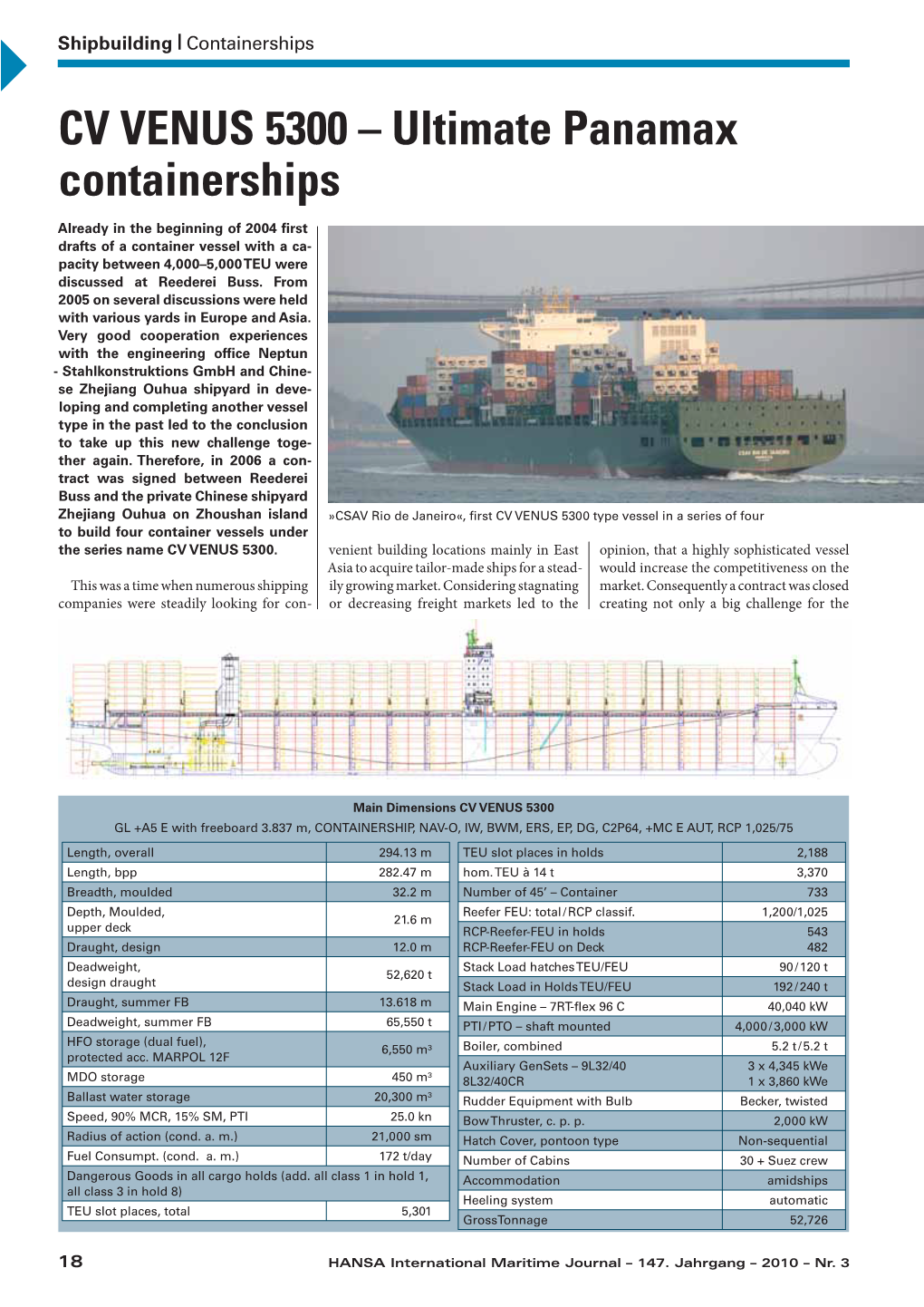 CV VENUS 5300 – Ultimate Panamax Containerships