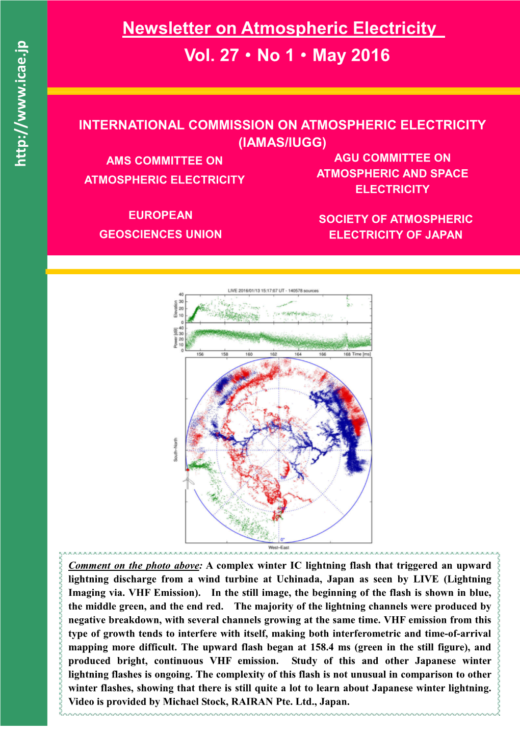 Newsletter on Atmospheric Electricity Vol. 27·No 1·May 2016