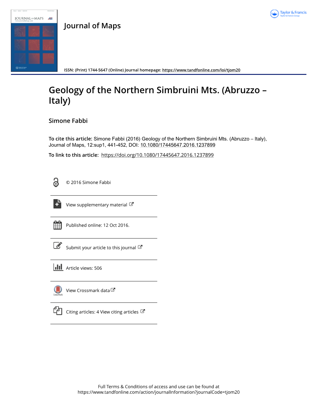 Geology of the Northern Simbruini Mts. (Abruzzo – Italy)