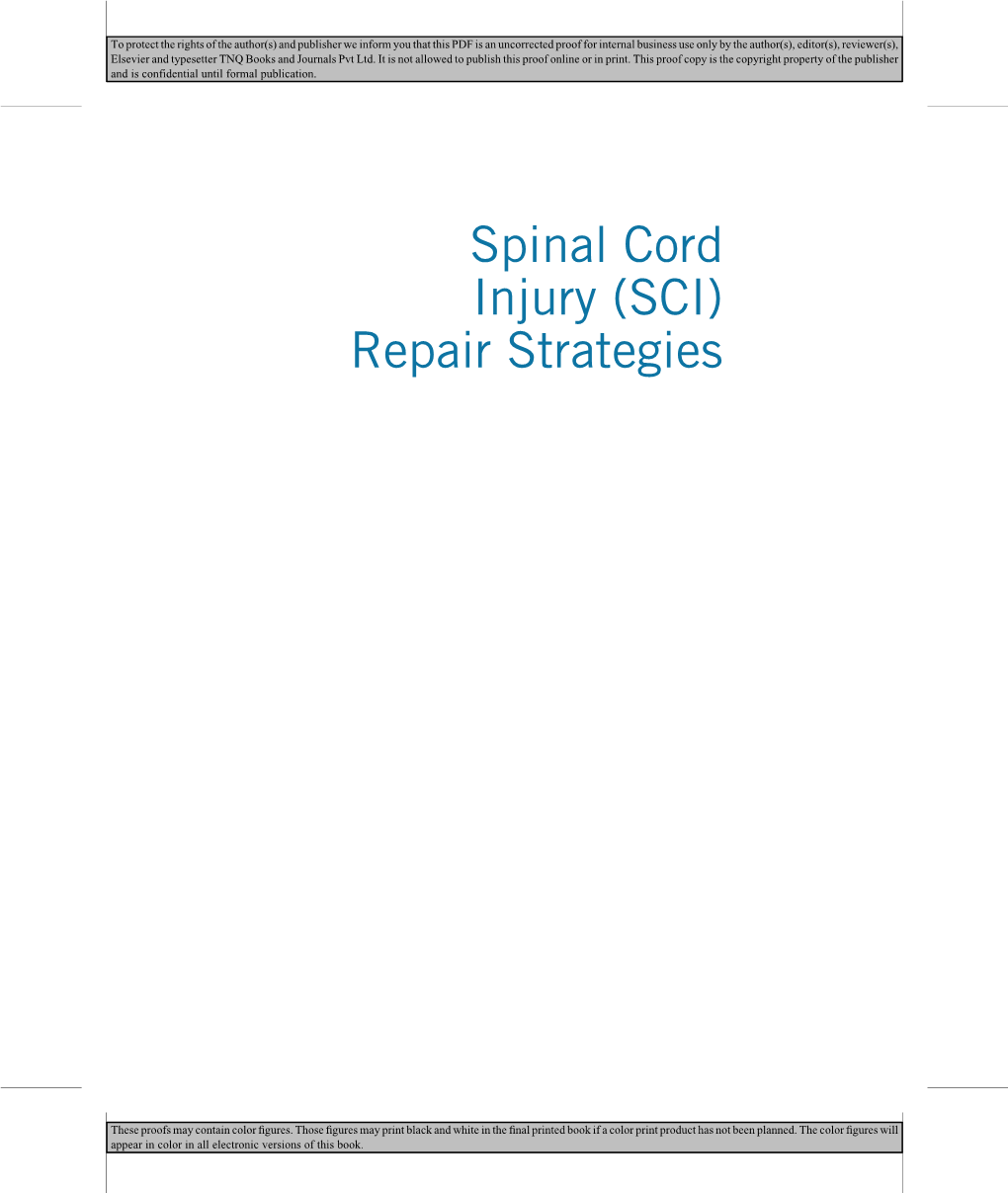 Spinal Cord Injury (SCI) Repair Strategies