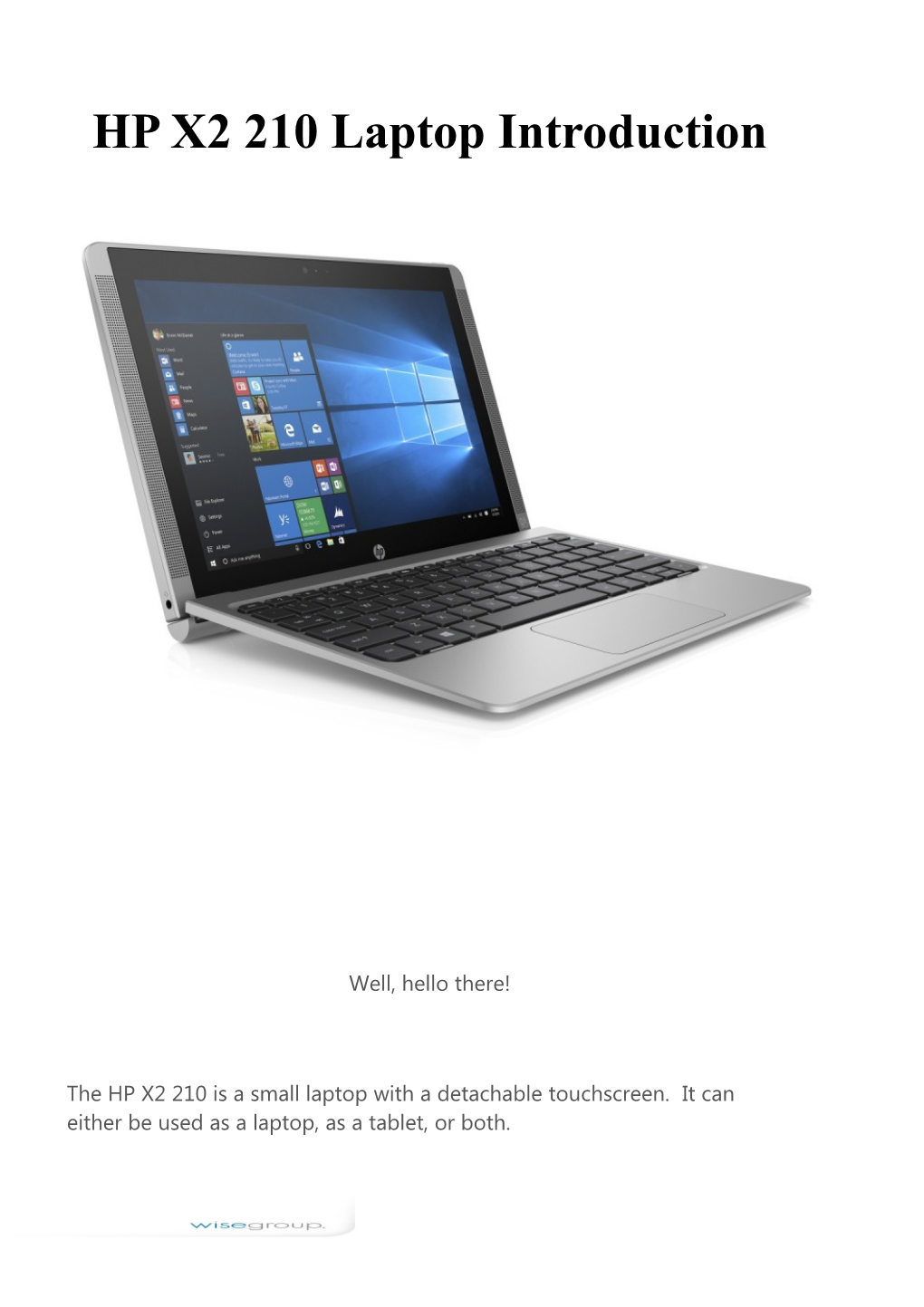 HP X2 210 Laptop Introduction