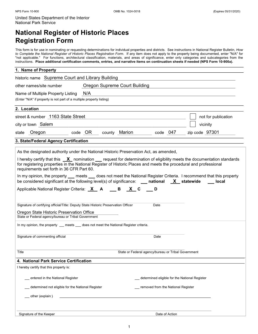 NPS Form 10 900 OMB No. 1024 0018