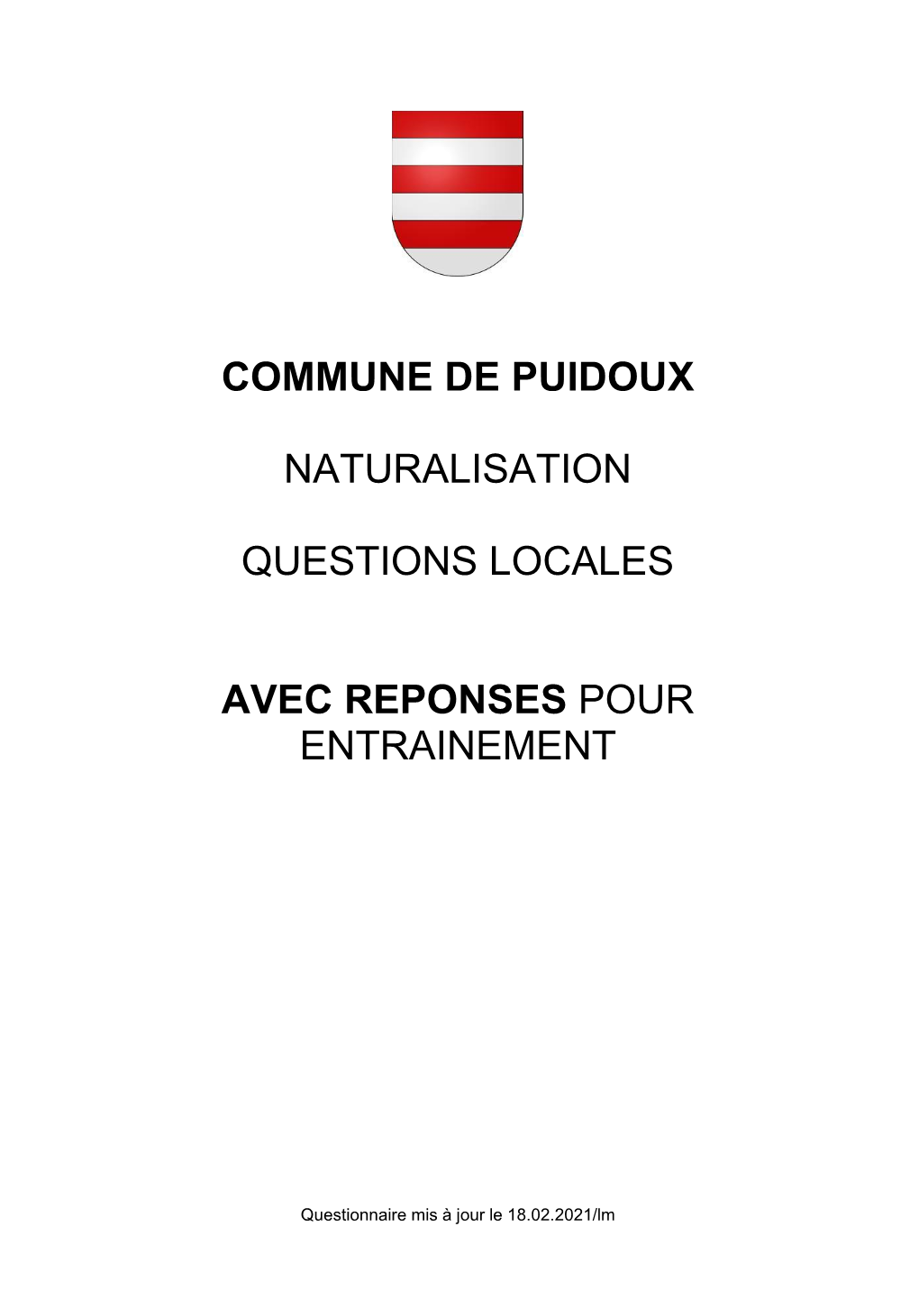 Commune De Puidoux Naturalisation Questions Locales Avec Reponses Pour Entrainement