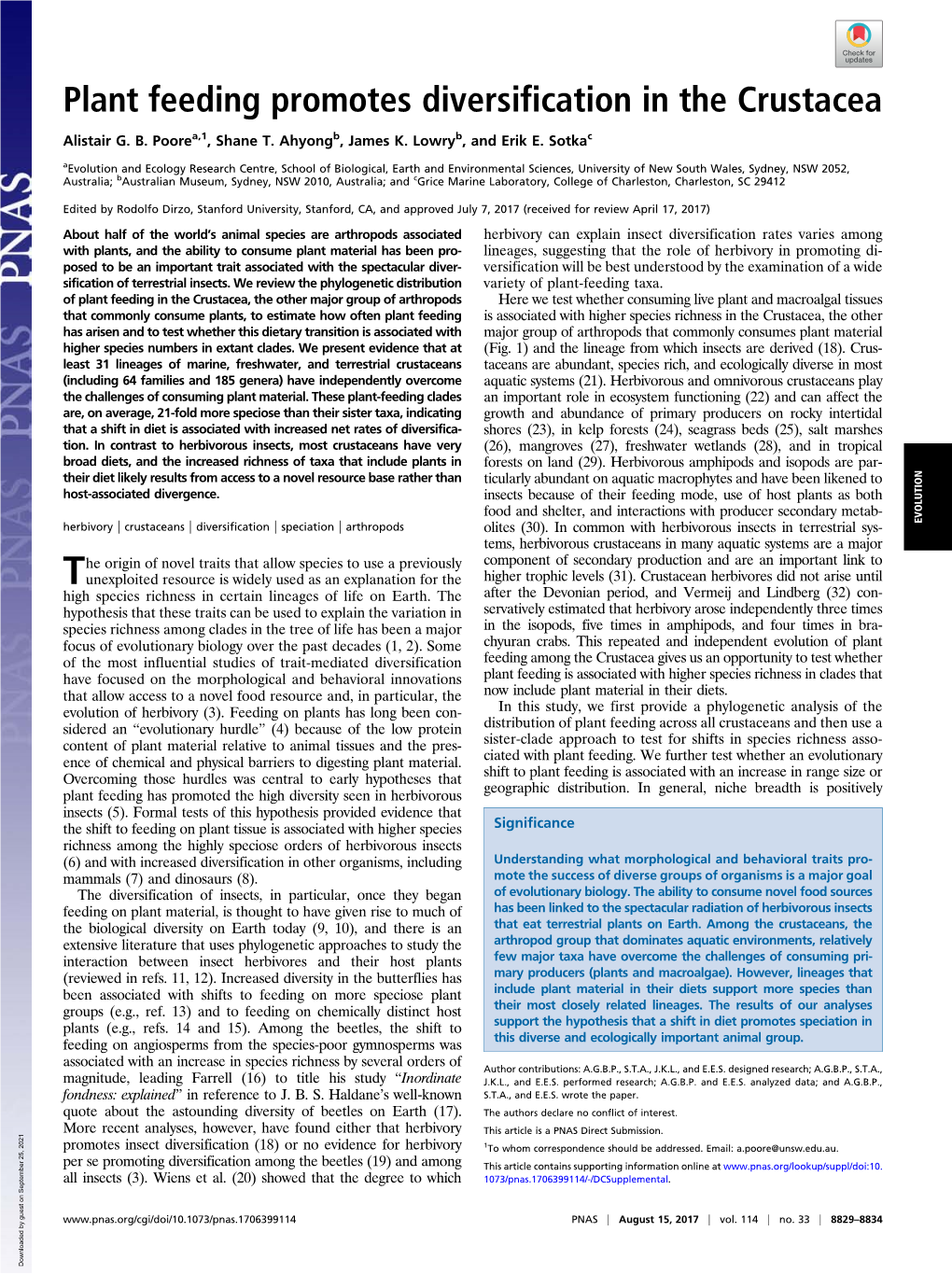 Plant Feeding Promotes Diversification in the Crustacea