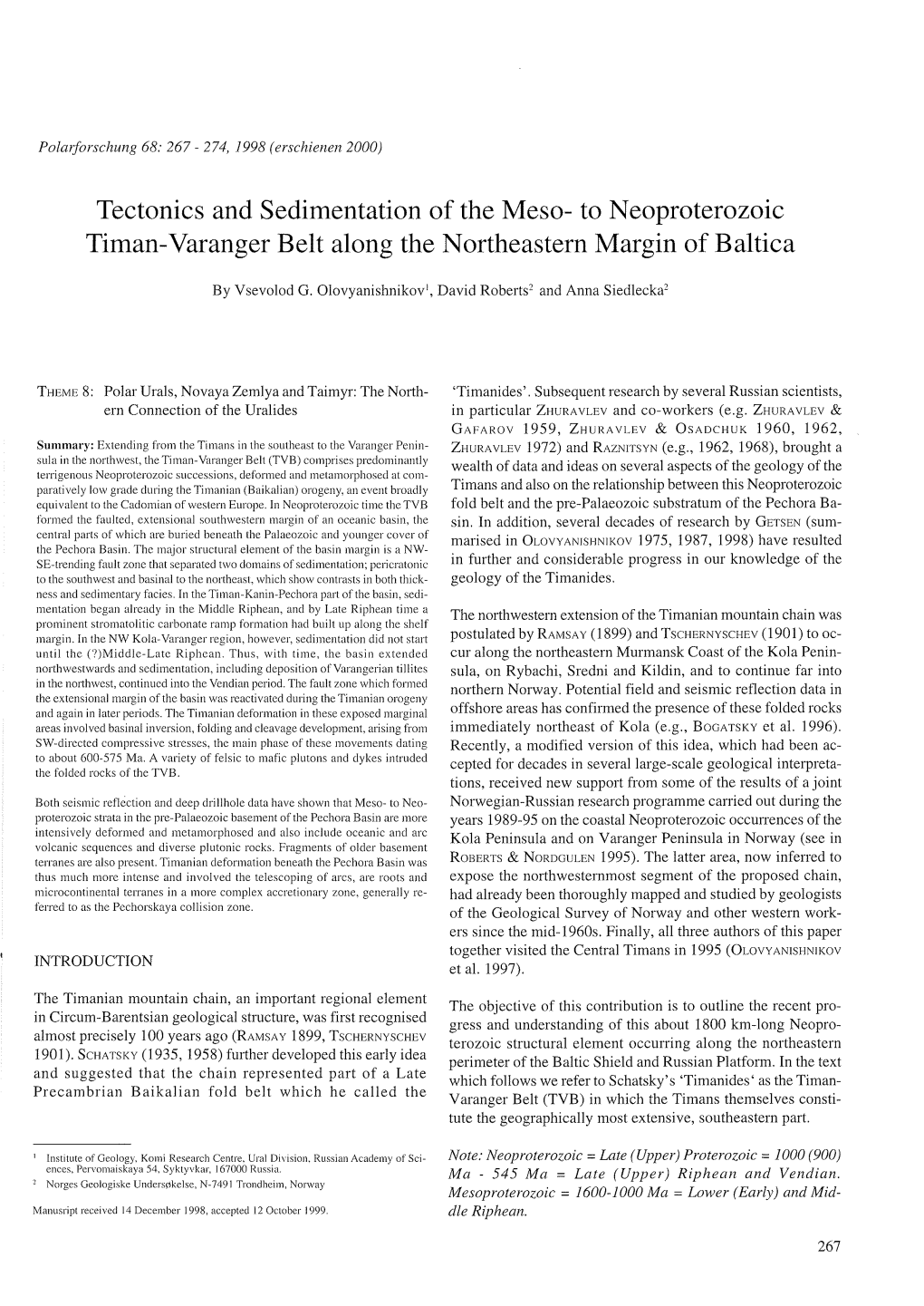 To Neoproterozoic Timan-Varanger Belt Along the Northeastern Margin of Baltica
