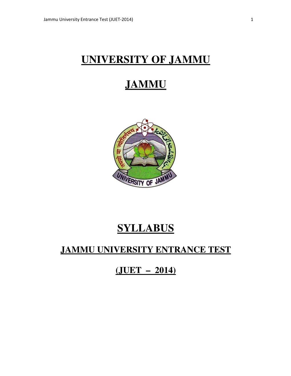 University of Jammu Jammu Syllabus