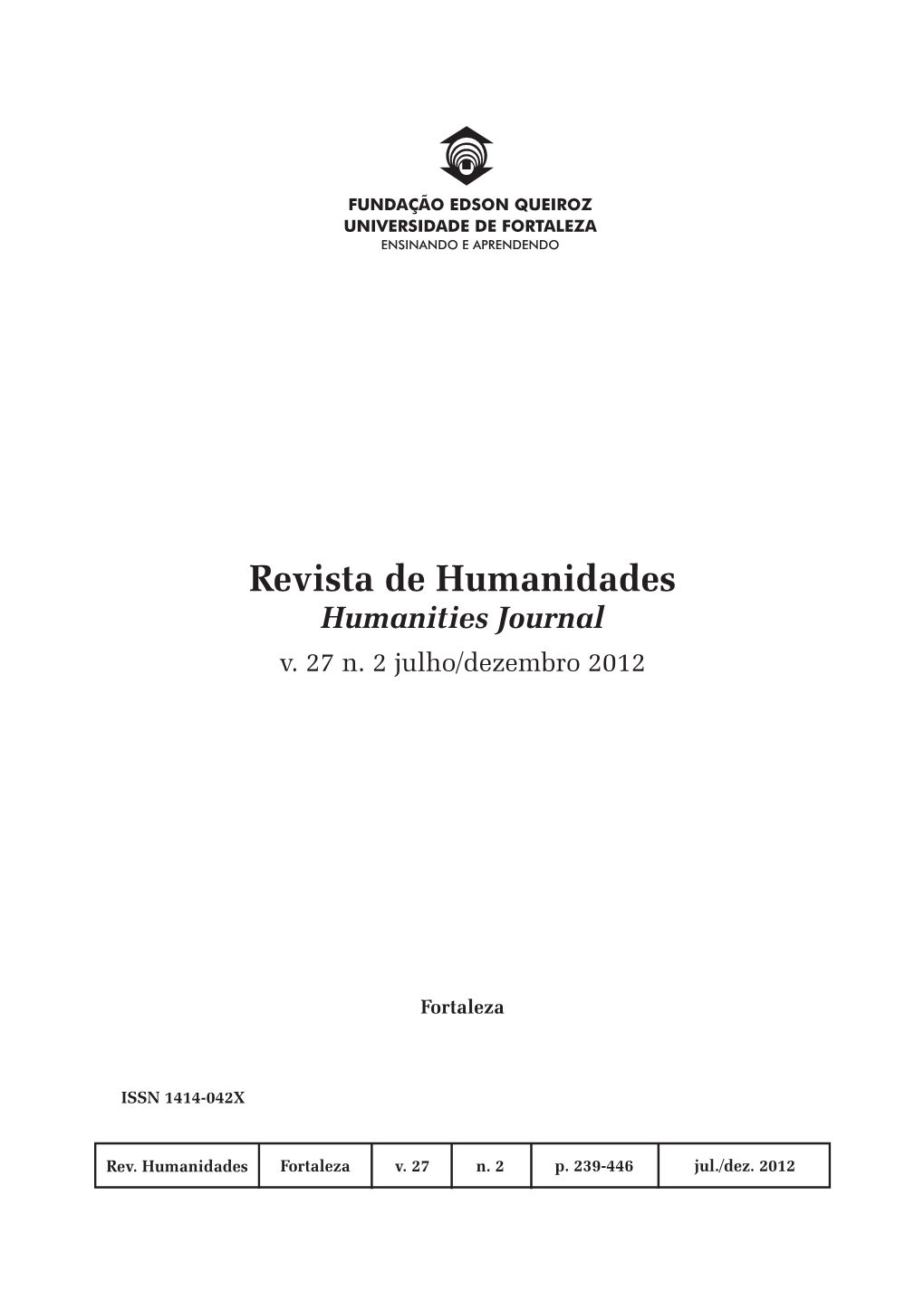 Revista De Humanidades Humanities Journal V