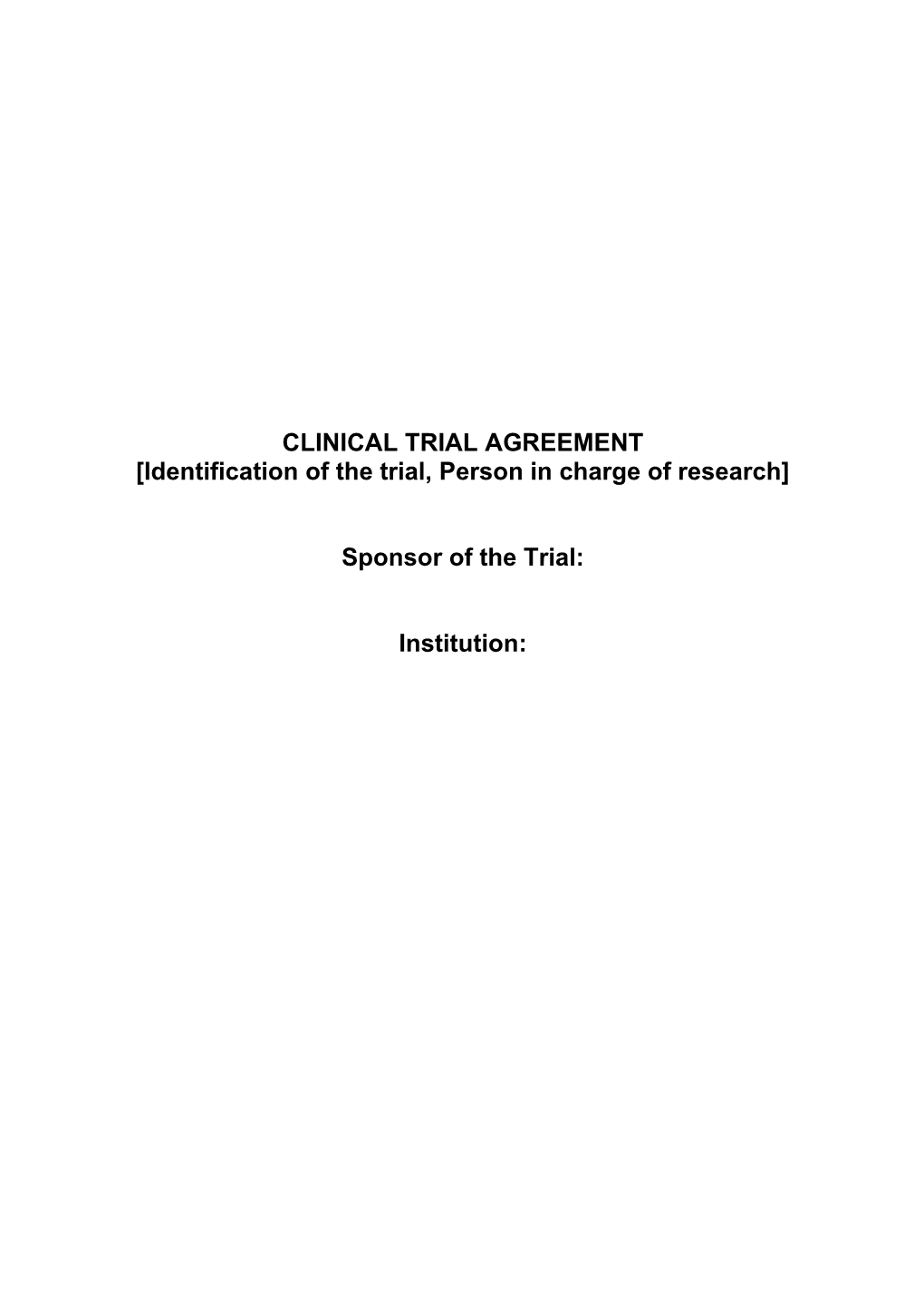 Template Contract for Clinical Trials