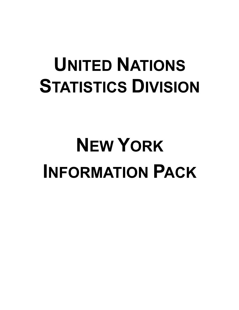 United Nations Statistics Division New York Information Pack