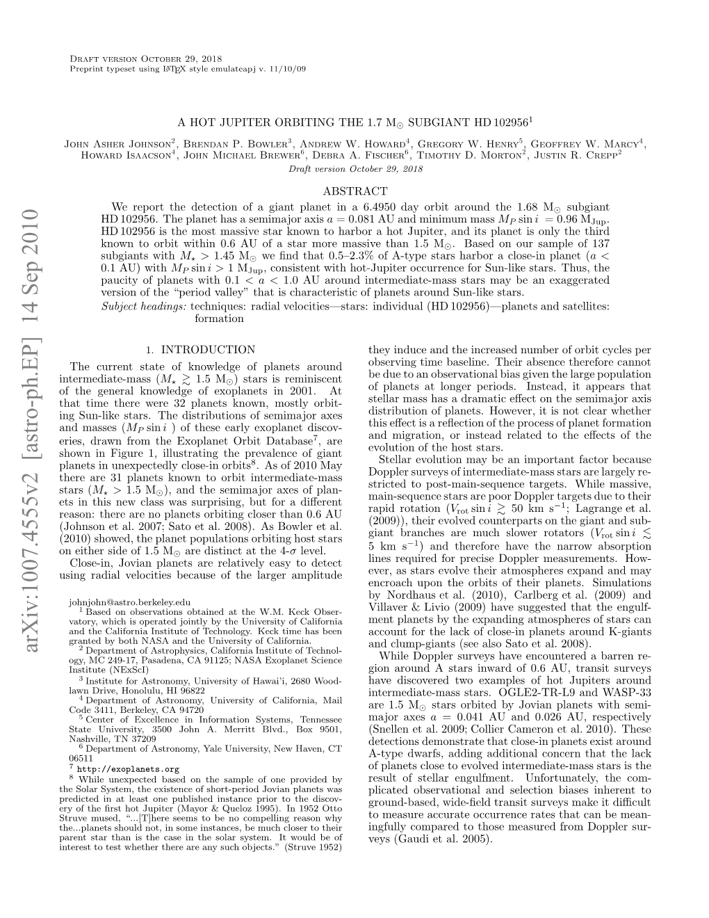 Arxiv:1007.4555V2 [Astro-Ph.EP] 14 Sep 2010 Aetsa Hni H Aei H Oa Ytm Twudb of Be Would It System