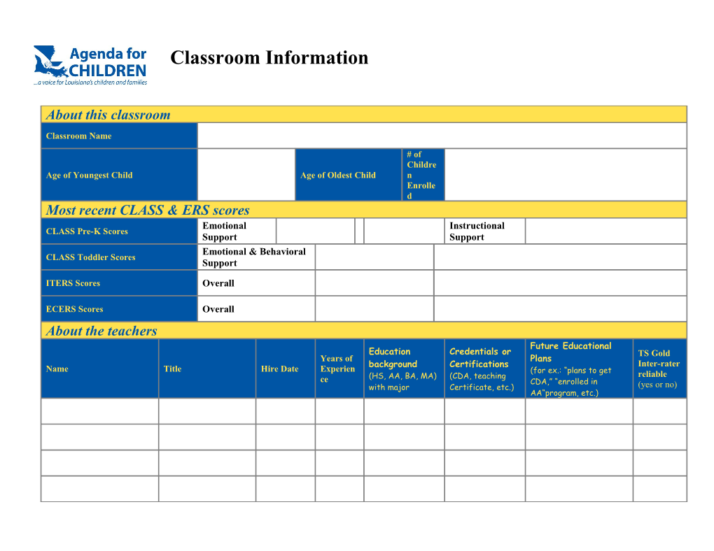 Classroom Information