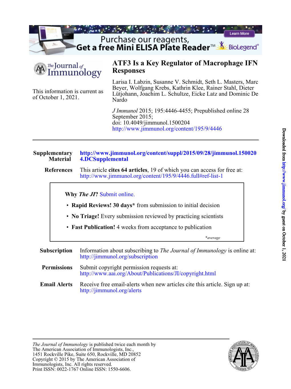 Responses ATF3 Is a Key Regulator of Macrophage