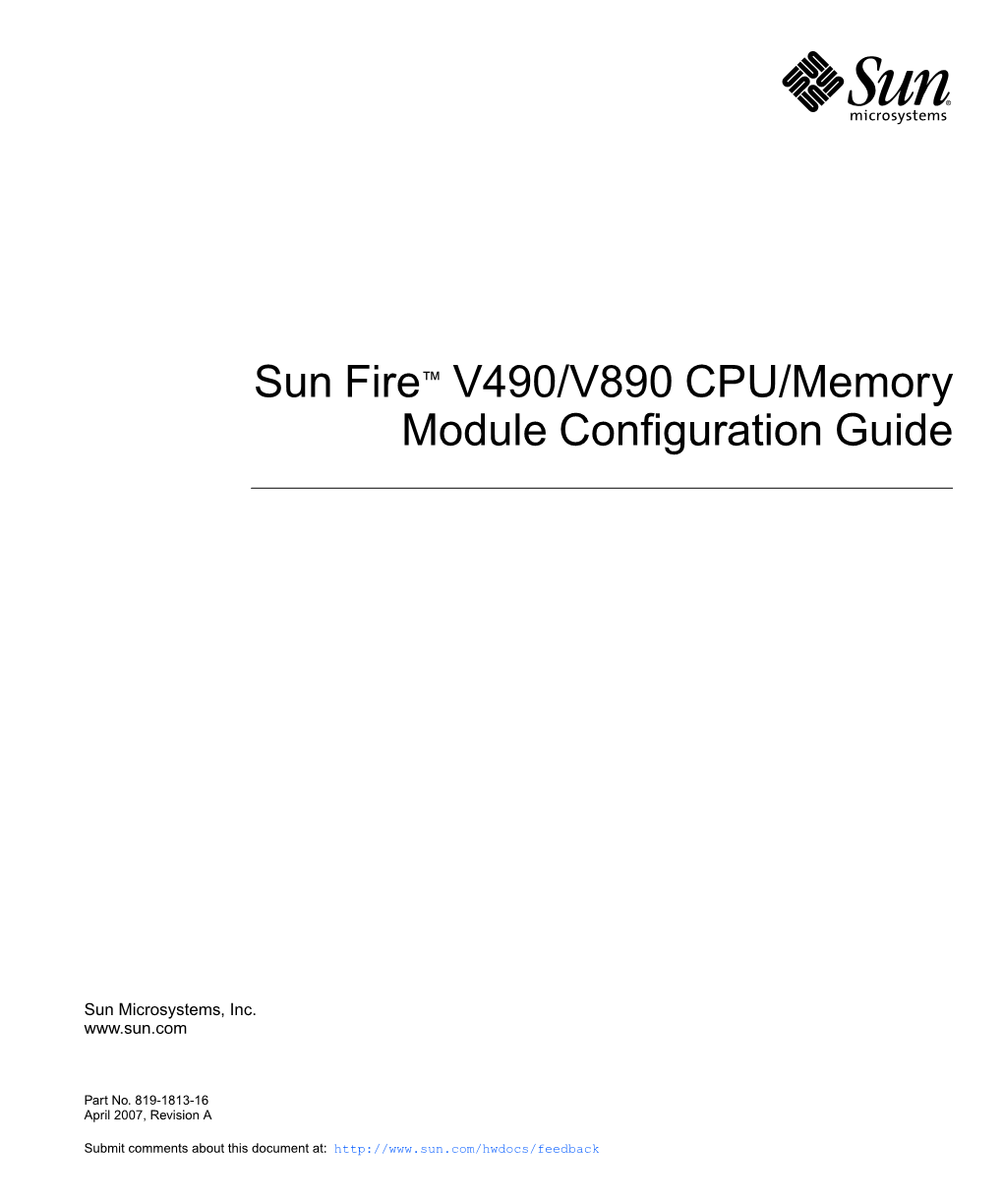 Sun Fire V490/V890 CPU/Memory Module Configuration Guide