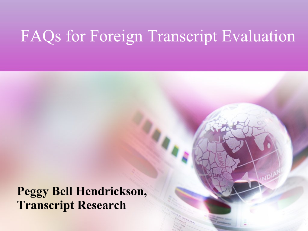 Faqs for Foreign Transcript Evaluation