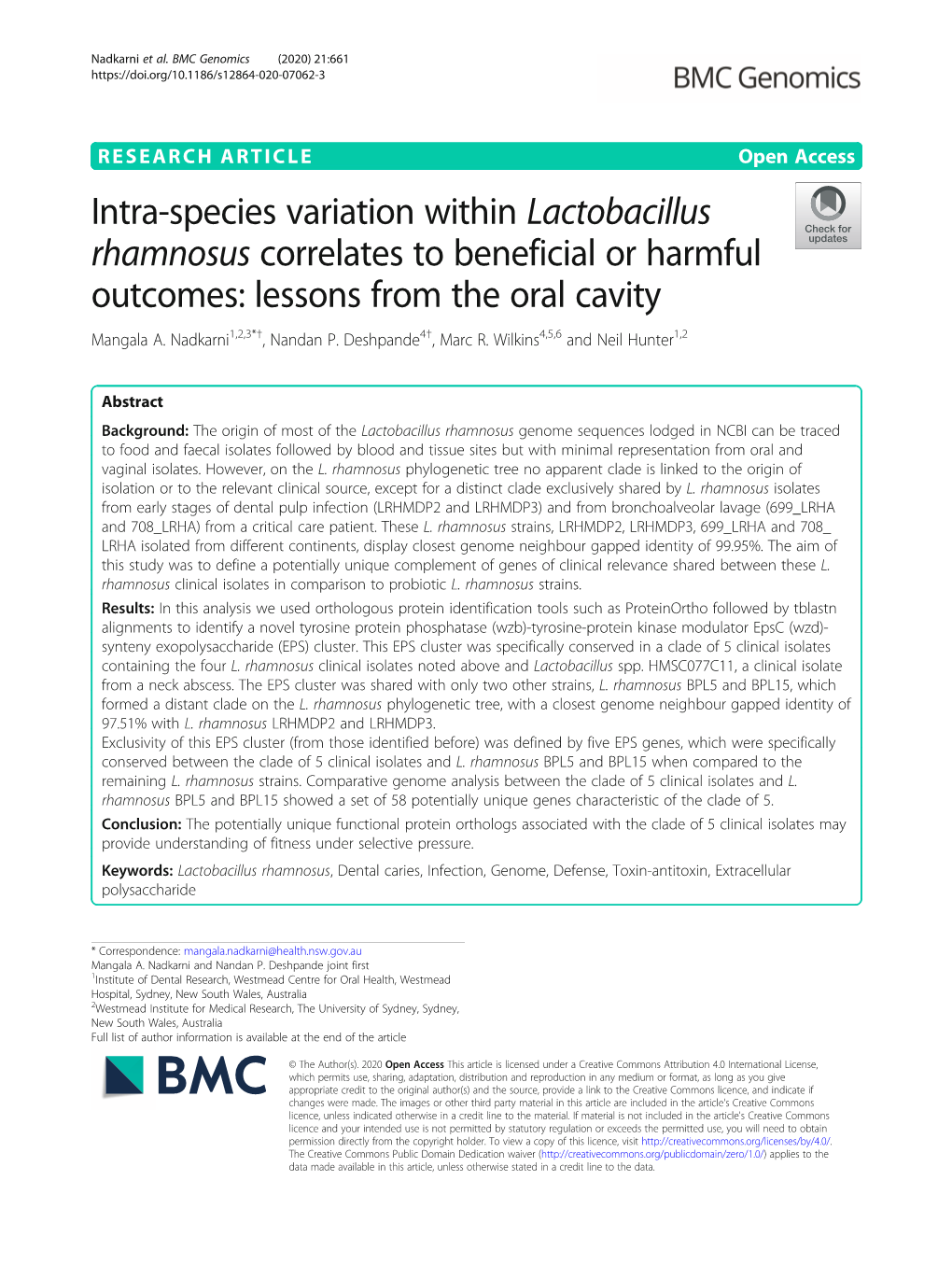 Lactobacillus Rhamnosus Correlates to Beneficial Or Harmful Outcomes: Lessons from the Oral Cavity Mangala A