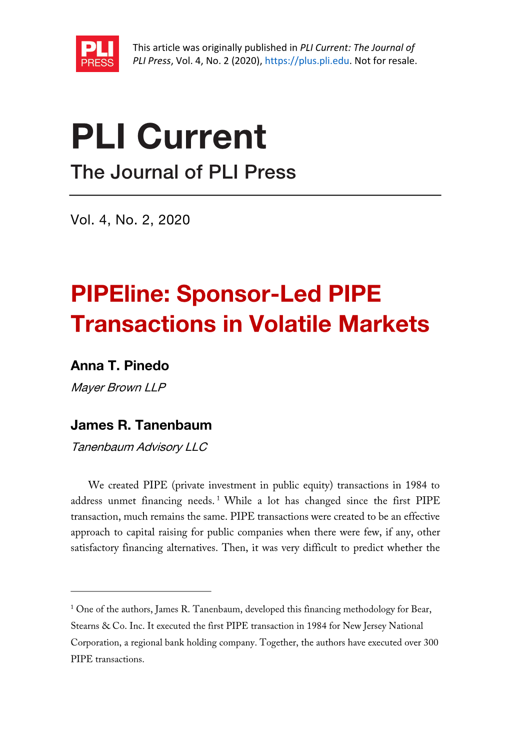 PLI Current: the Journal of PLI Press, Vol