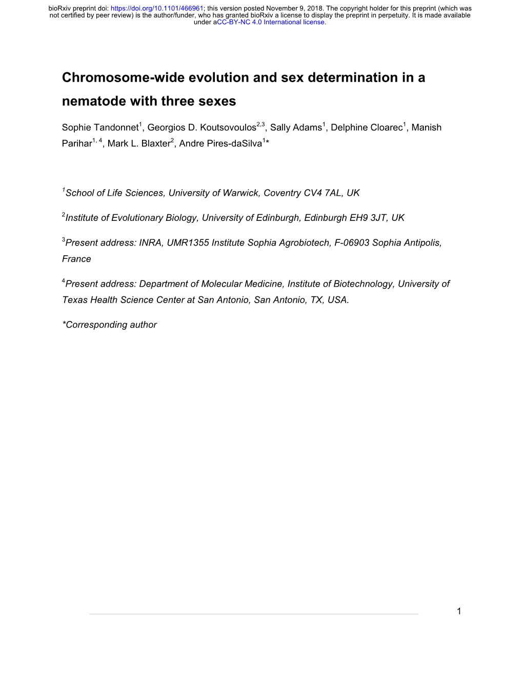 Chromosome-Wide Evolution and Sex Determination in a Nematode with Three Sexes