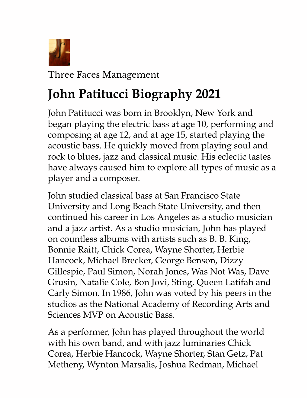 JOHN PATITUCCI 2020 LONG BIO.Docx