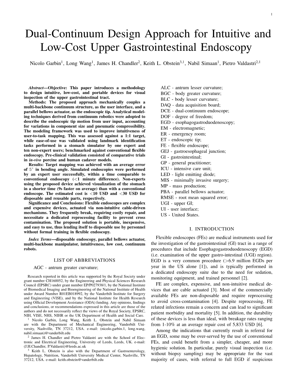 Dual-Continuum Design Approach for Intuitive and Low-Cost Upper Gastrointestinal Endoscopy