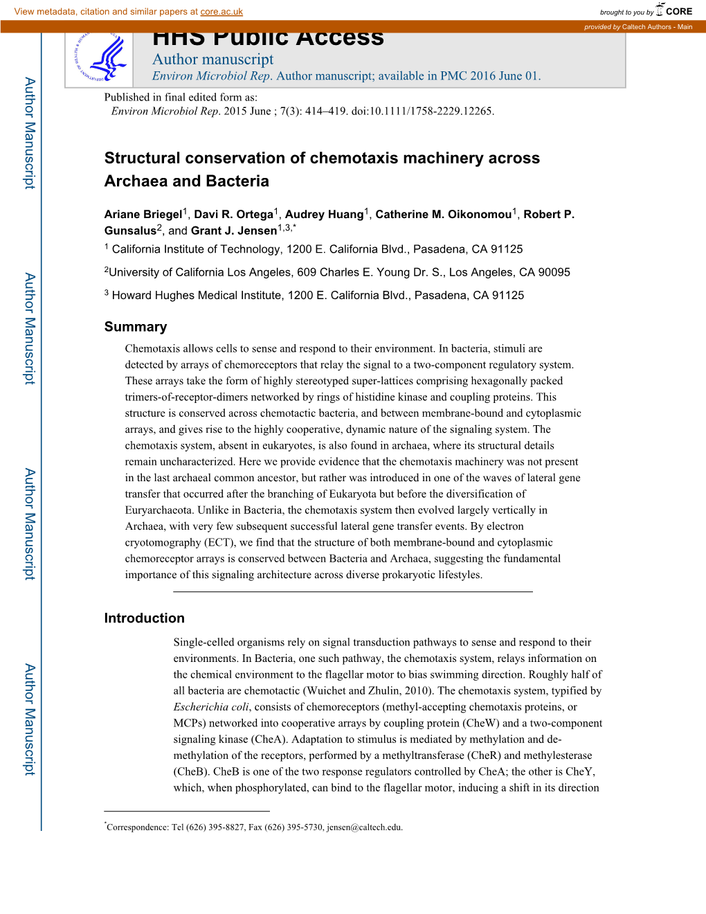 HHS Public Access Provided by Caltech Authors - Main Author Manuscript