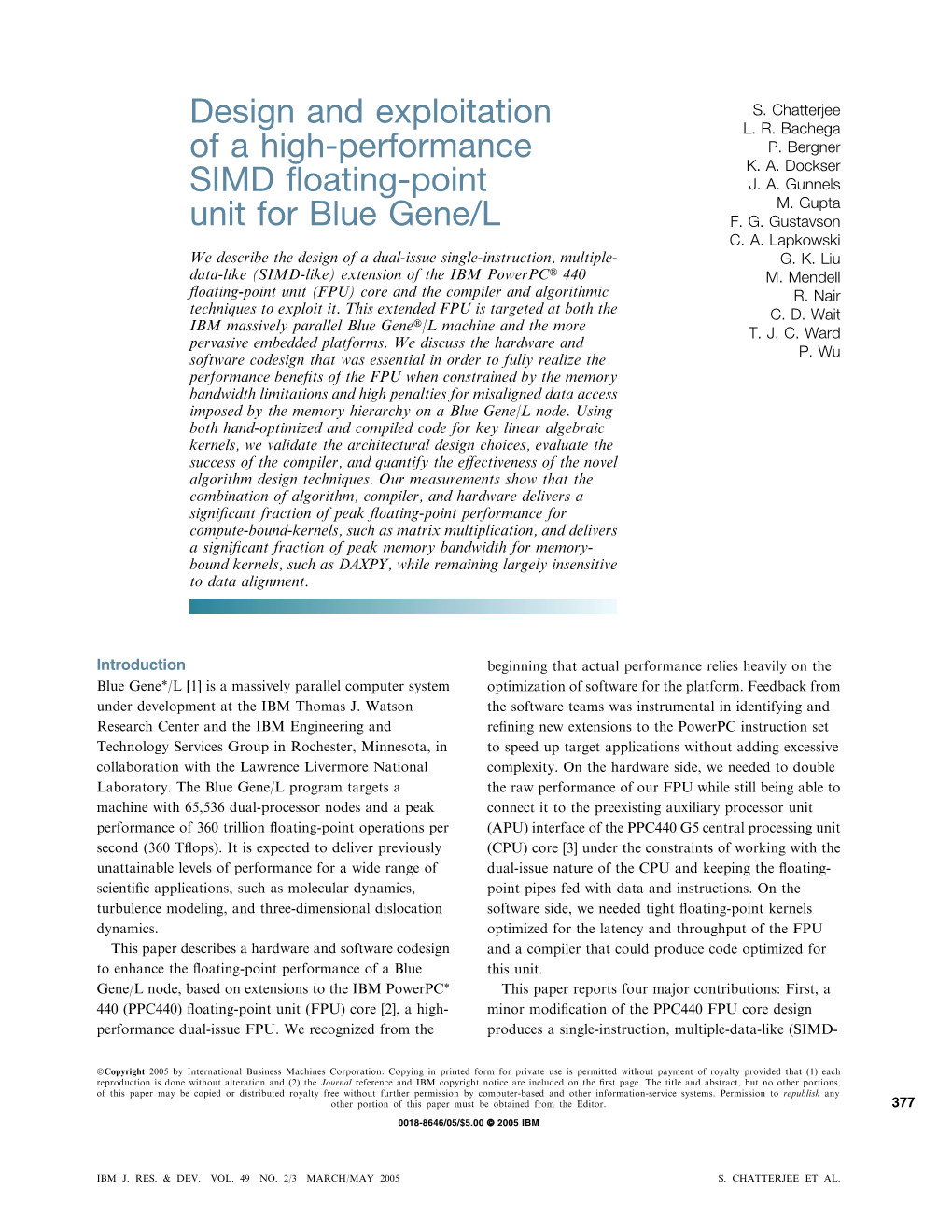 Design and Exploitation of a High-Performance SIMD Floating