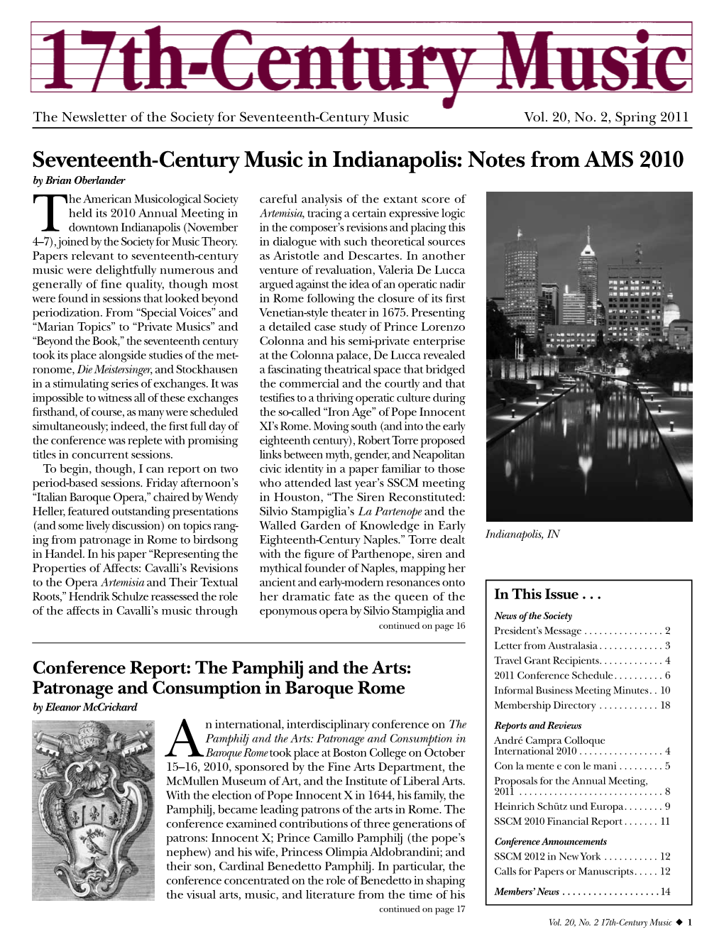 Seventeenth-Century Music in Indianapolis: Notes from AMS 2010