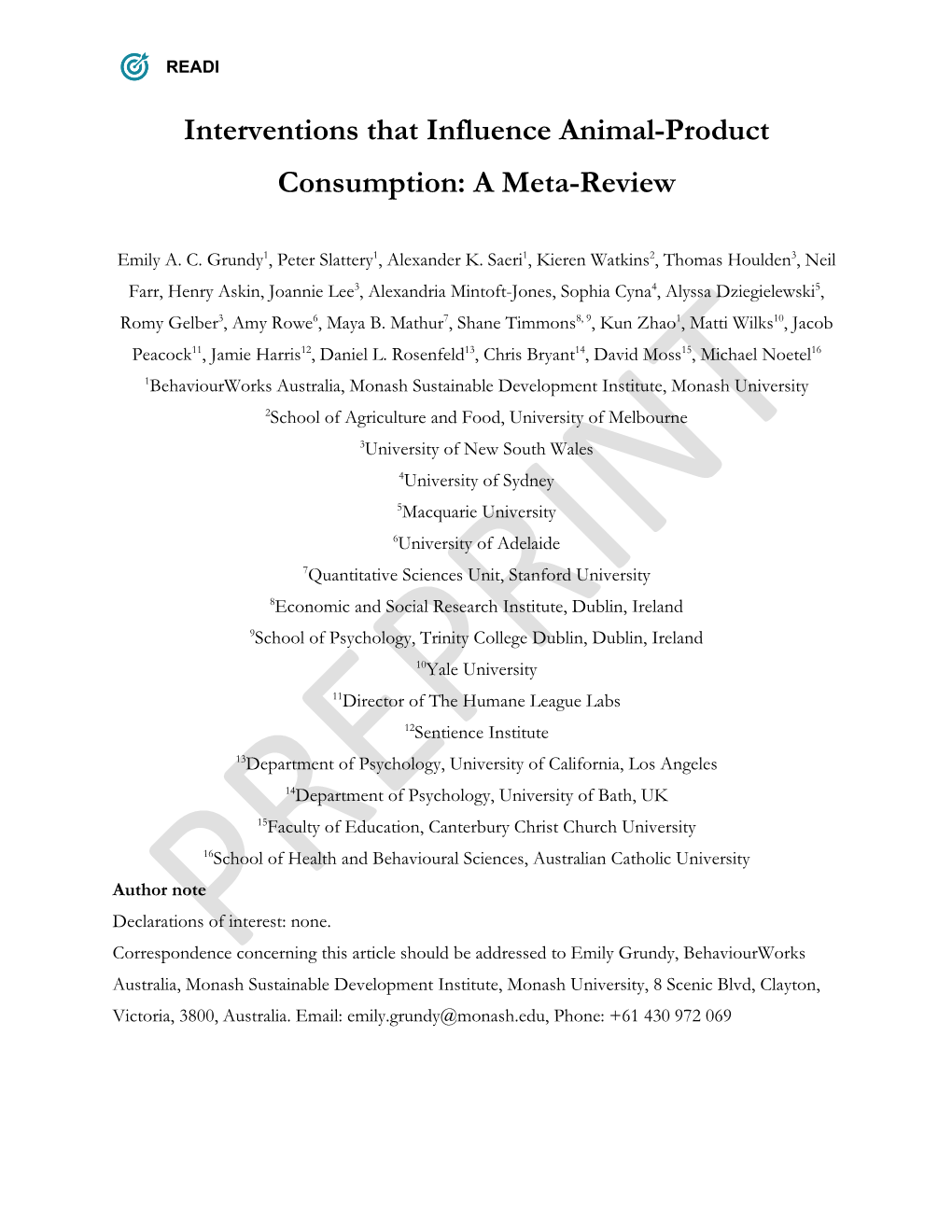 Interventions That Influence Animal-Product Consumption: a Meta-Review