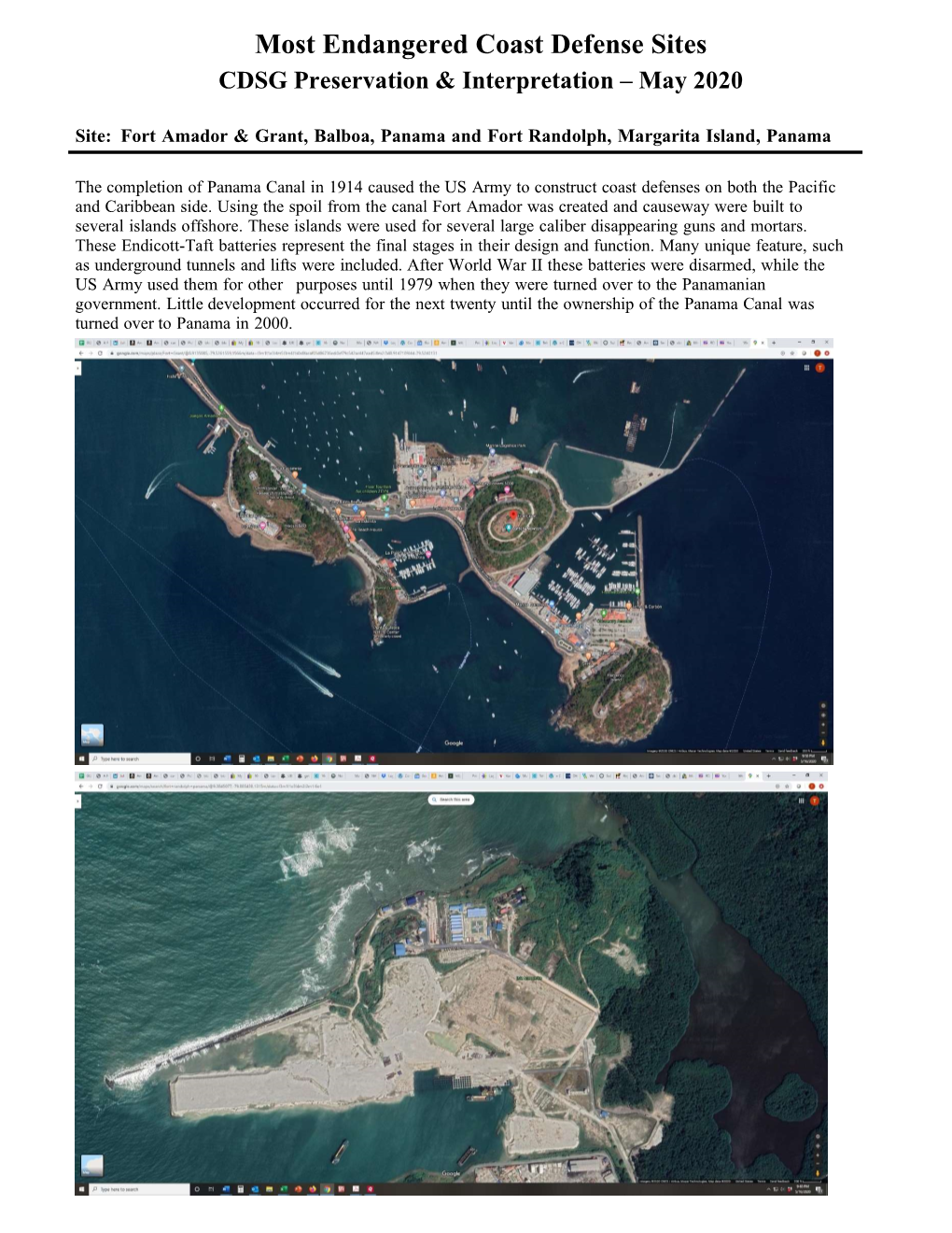 Most Endangered Coast Defense Sites CDSG Preservation & Interpretation – May 2020