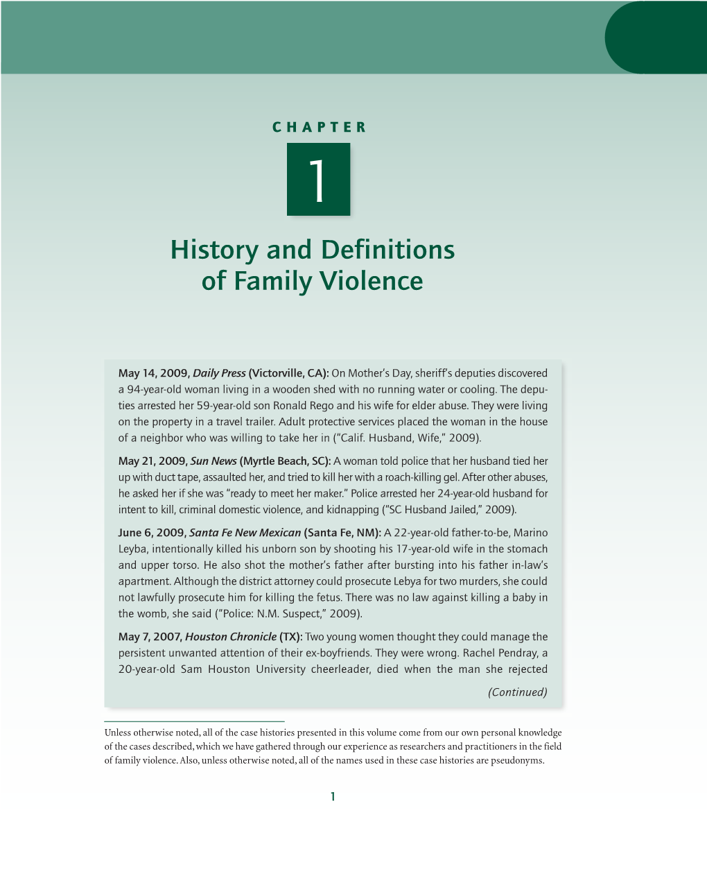 CHAPTER 1 History and Definitions of Family Violence